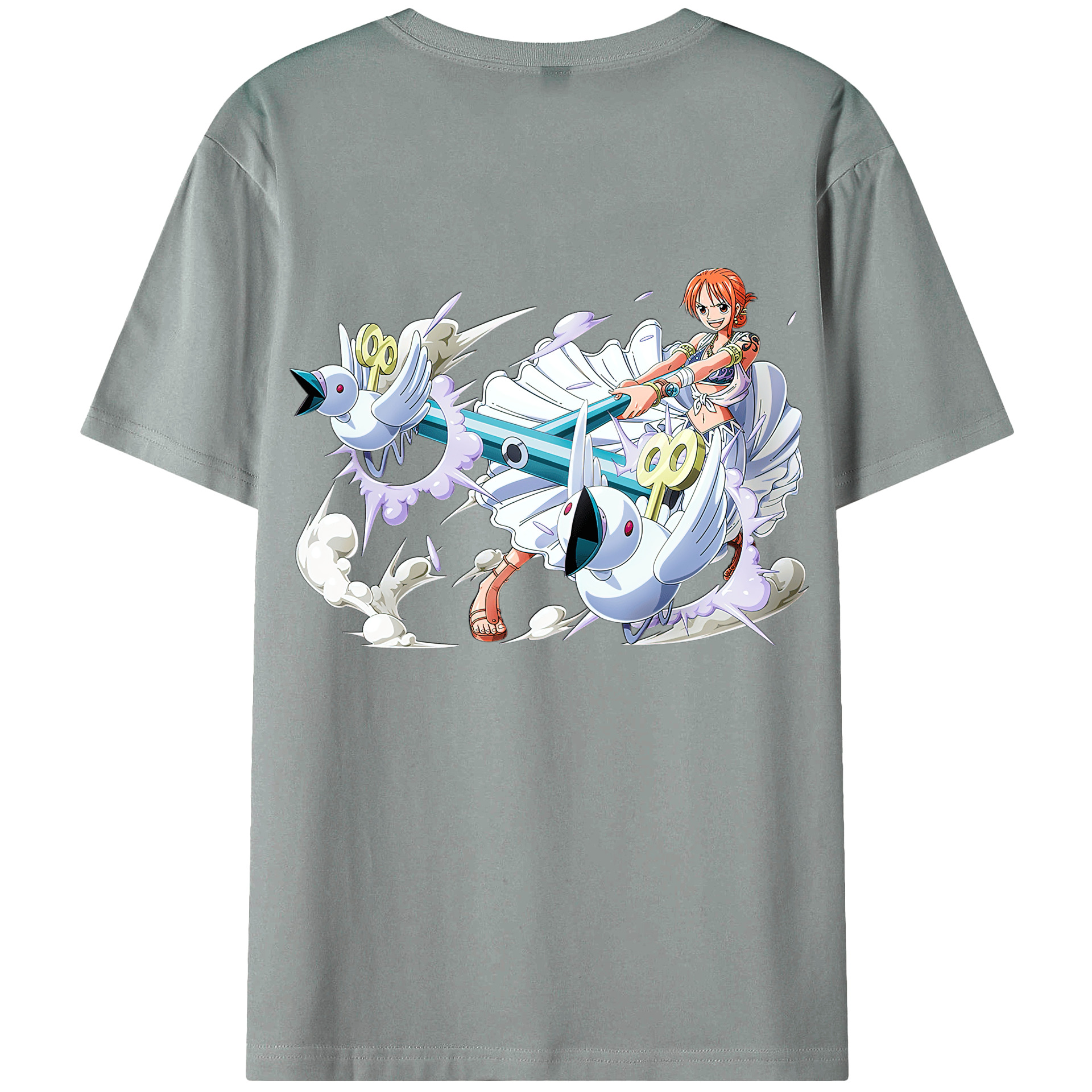 （画像用） ワンピース ナミ ONE PIECE Nami 綿100％ メンズ半袖Tシャツ（バックプリント） 通気性